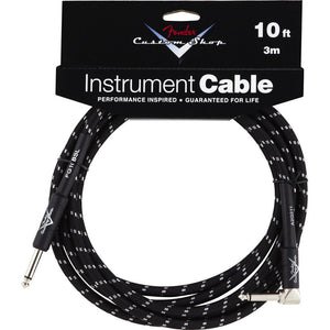 Fender Custom Shop Performance Series Instrument Cable 1/4" Male-1/4" Male Right Angle 10ft-Black Tweed (Discontinued)-Music World Academy
