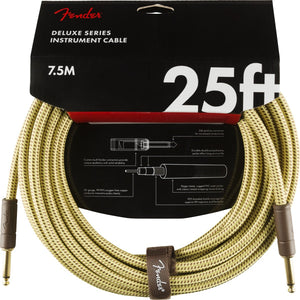 Fender Deluxe Series Instrument Cable 1/4" Male -1/4" Male 25ft-Tweed-Music World Academy