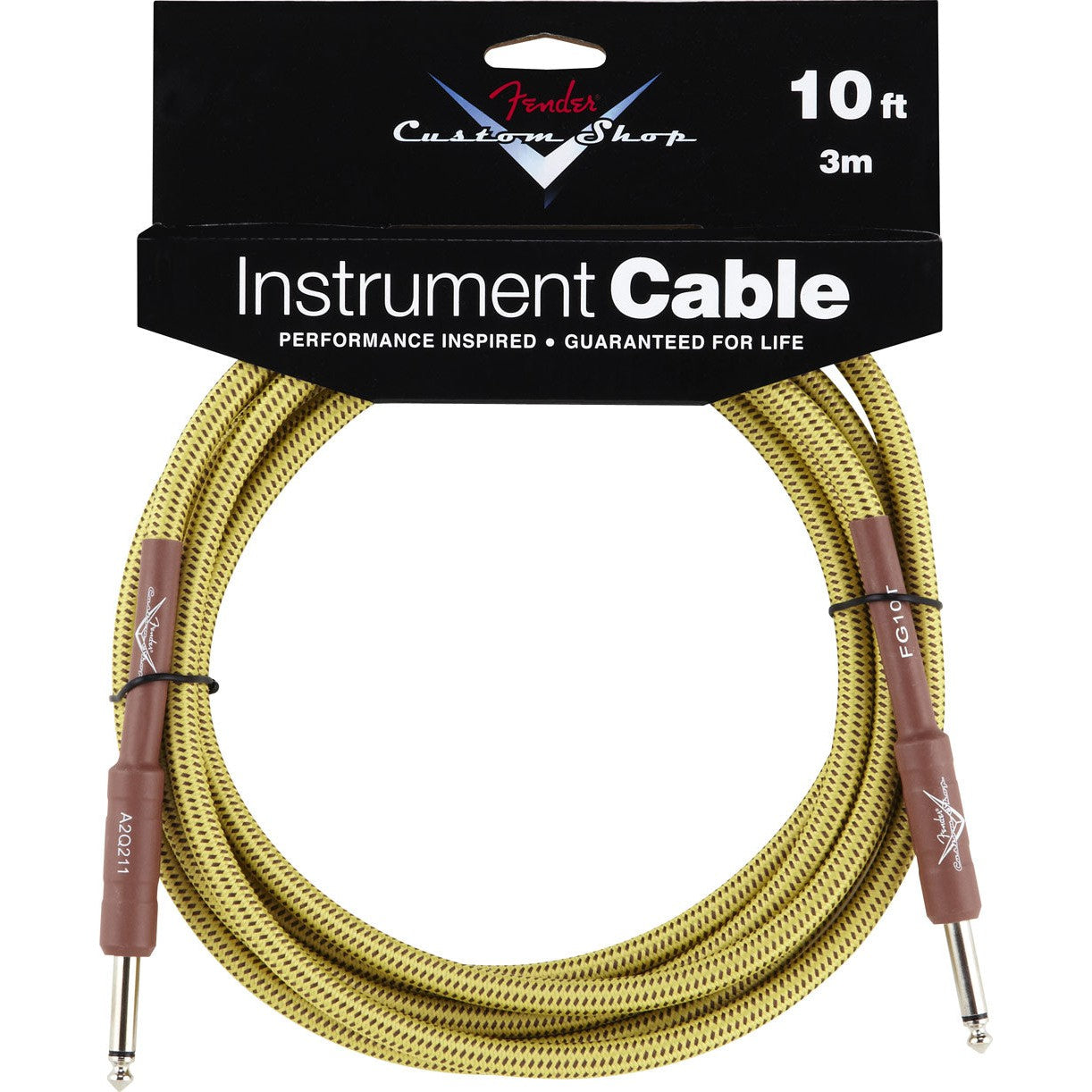 Fender FG10T Custom Shop Performance Series Instrument Cable 1/4" Male-1/4" Male 10ft-Tweed (Discontinued)-Music World Academy