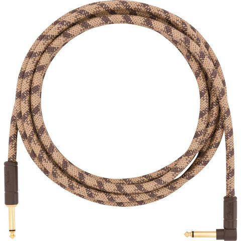 Fender Festival Istrument Cable 1/4" Male- 1/4" Male RA, 10ft-Hemp Brown Stripe-Music World Academy