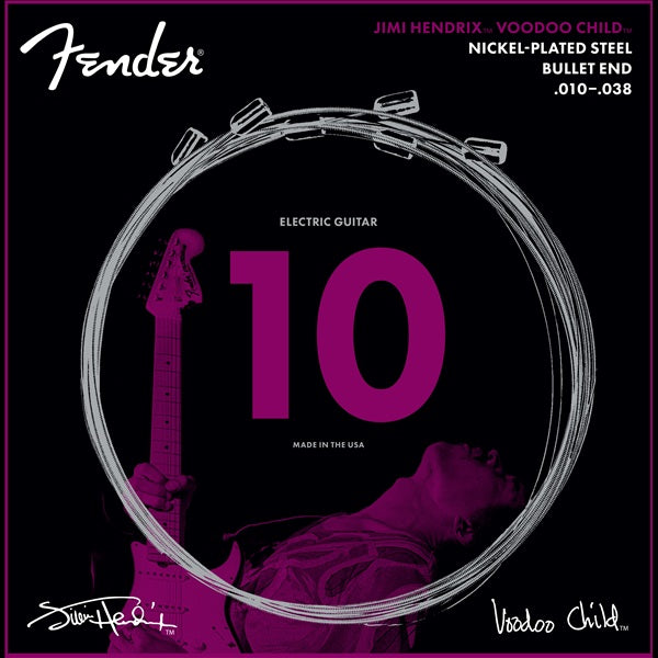 Fender Jimi Hendrix Voodoo Child Nickel-Plated Steel Electric Guitar Strings Bullet End 10-38-Music World Academy