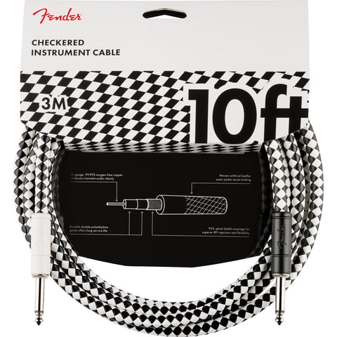 Fender Pro Instrument Cable 1/4" Male-1/4" Male 10ft-Checker-Music World Academy