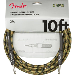 Fender Professional Series Instrument Cable 1/4" Male -1/4" Male 10ft-Woodland Camo Tweed (Discontinued)-Music World Academy