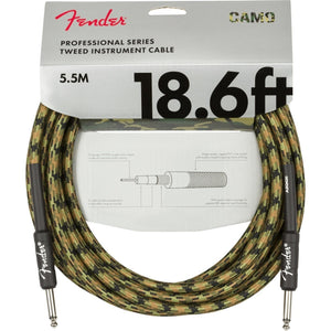 Fender Professional Series Instrument Cable 1/4" Male -1/4" Male 18.6ft-Woodland Camo Tweed (Discontinued)-Music World Academy