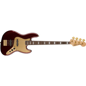 Fender Squier 40th Anniversary Gold Edition Jazz Bass Guitar-Ruby Red Metallic (Discontinued)-Music World Academy