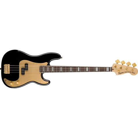 Fender Squier 40th Anniversary Gold Edition Precision Bass Guitar-Black (Discontinued)-Music World Academy