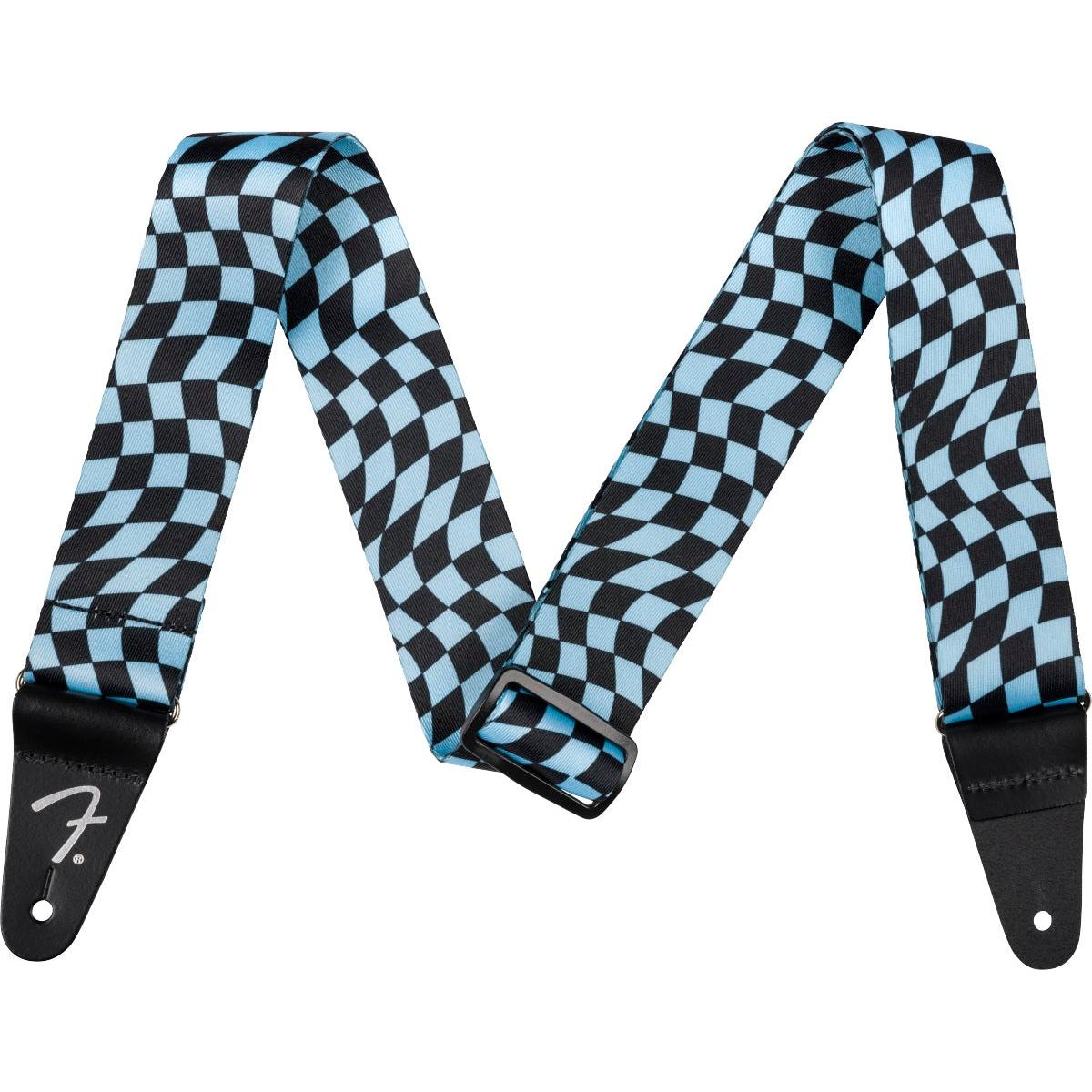Fender Wavy Checker Poly Guitar Strap-Blue-Music World Academy