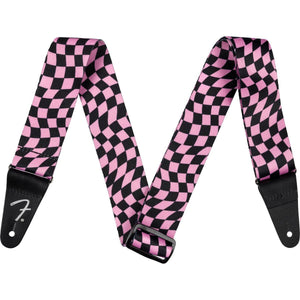 Fender Wavy Checker Poly Guitar Strap-Pink-Music World Academy