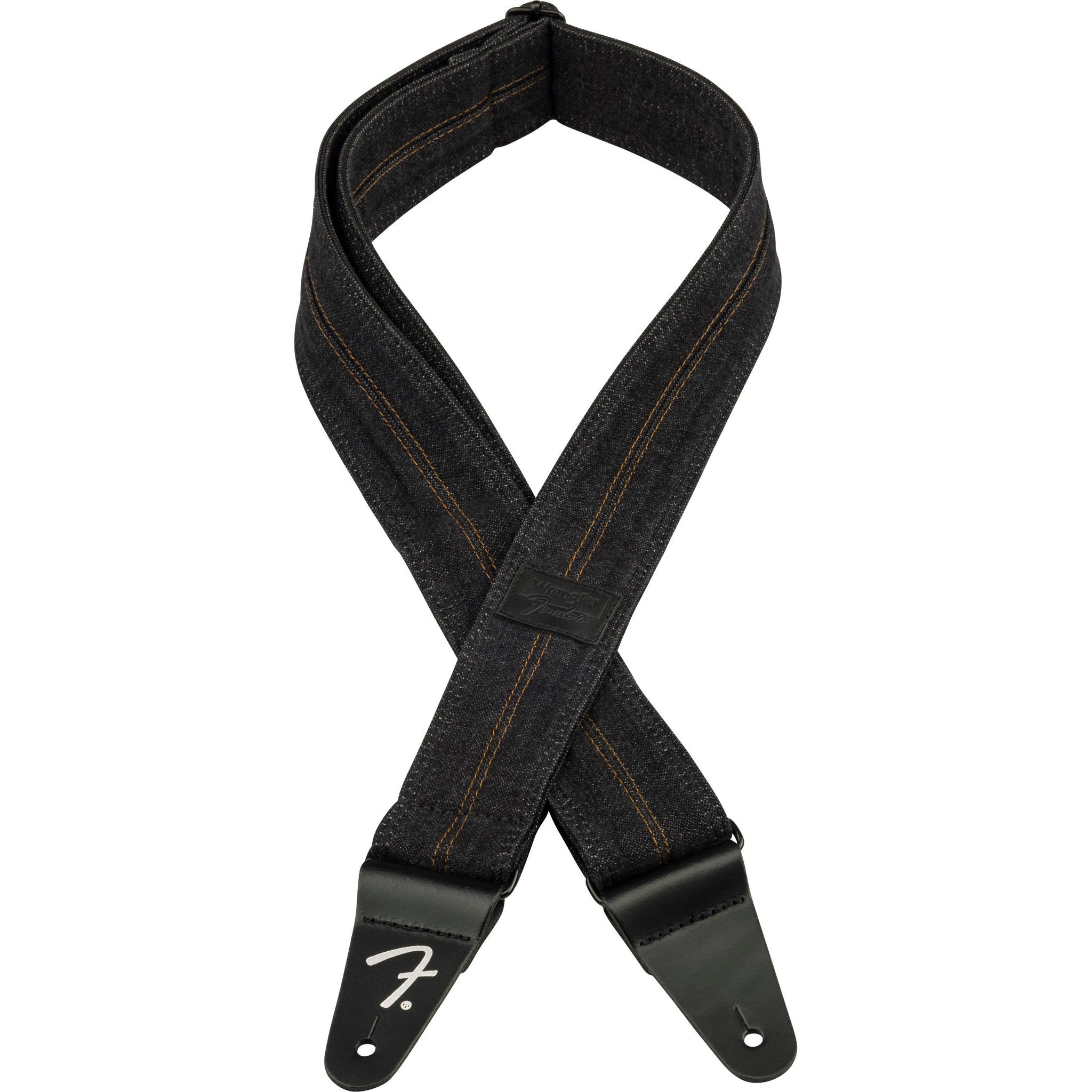 Fender Wrangler Denim Guitar Strap-Washed Black Stitch-Music World Academy