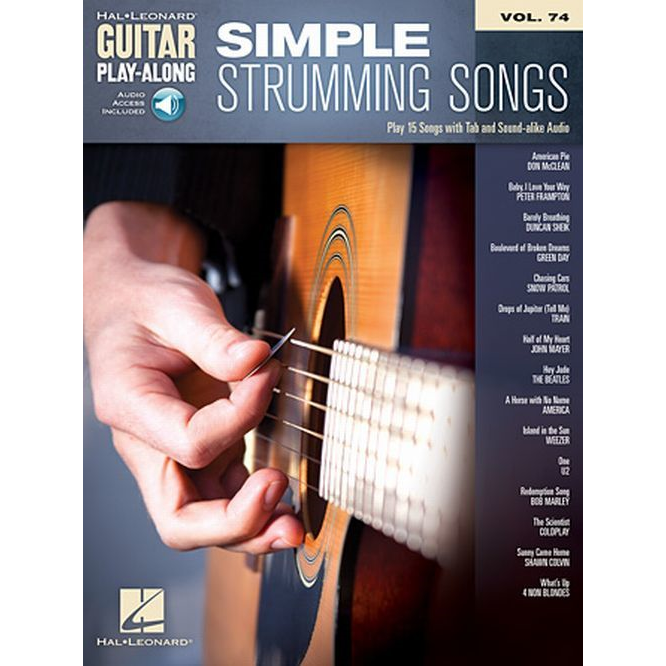 Hal Leonard Guitar Play-Along Simple Strumming Songs Book Vol.74-Music World Academy