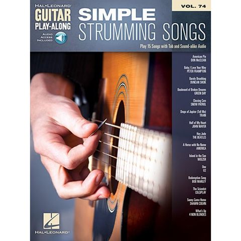 Hal Leonard Guitar Play-Along Simple Strumming Songs Book Vol.74-Music World Academy