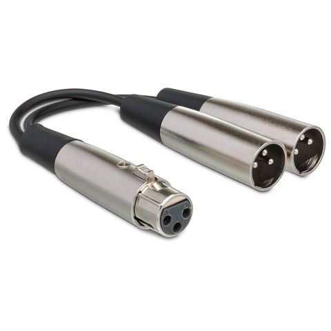 Hosa YXM-101.5 Y-Cable XLR Female x2 to XLR Male-18"-Music World Academy