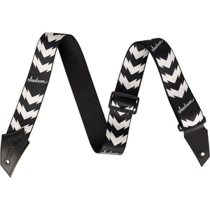 Jackson Double V Pattern Polyester Guitar Strap-Black/White-Music World Academy