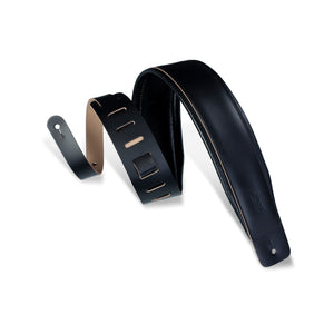 Levy's DM1PD-XL-BLK 3" Leather Guitar Strap with Padding-Black-Music World Academy
