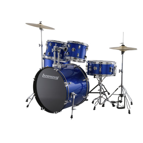 Ludwig Accent Drive 5-Piece Drum Set-Blue with Cymbals & Hardware (Discontinued)-Music World Academy