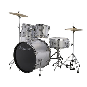 Ludwig Accent Drive 5-Piece Drum Set-Silver with Cymbals & Hardware (Discontinued)-Music World Academy