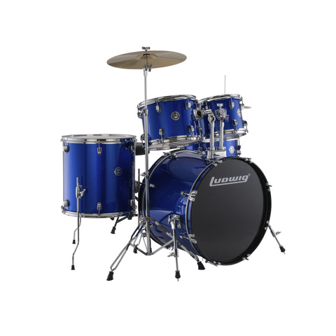 Ludwig Accent Fuse 5-Piece Drum Set-Blue with Cymbals & Hardware (Discontinued)-Music World Academy