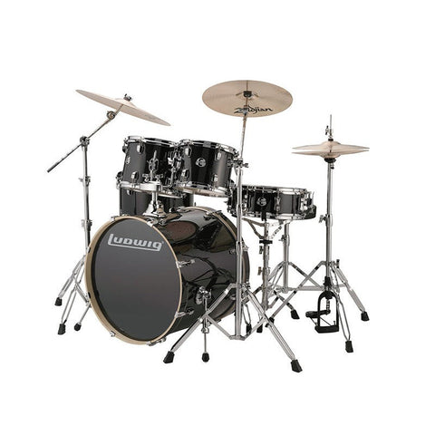 Ludwig Element Evolution 5-Piece Drum Set-Black Sparkle with Cymbals & Hardware (Discontinued)-Music World Academy