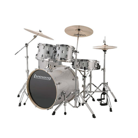 Ludwig Element Evolution 5-Piece Drum Set-Silver/White Sparkle with Cymbals & Hardware (Discontinued)-Music World Academy