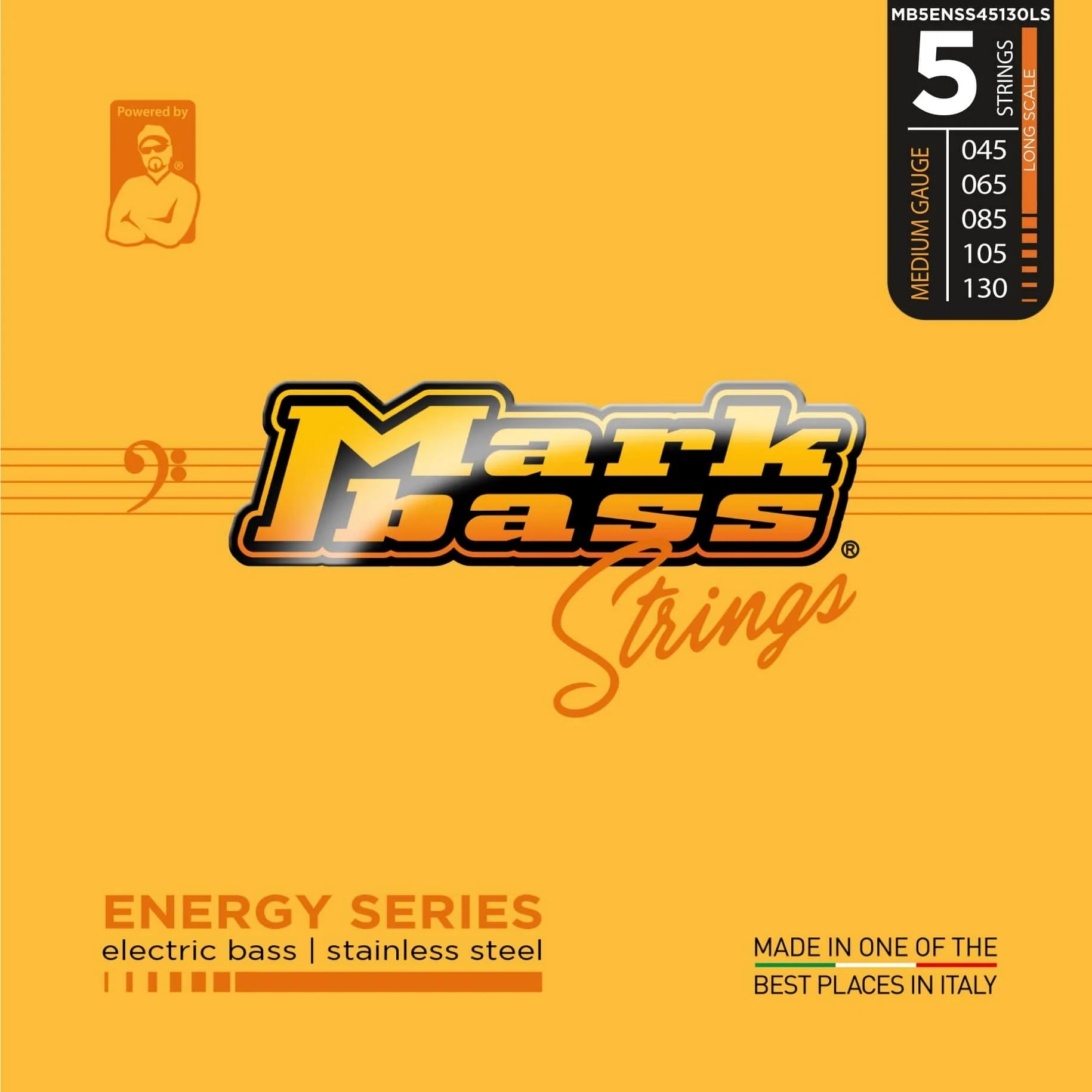 Mark Strings MB5ENSS4513OLS Energy Series Roundwound Stainless Steel 5-String Bass String Long Scale 045-130-Music World Academy