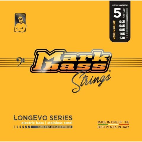 Mark Strings MB5LESS4513OLS Longevo Series Roundwound Stainless Steel 5-String Bass String Long Scale 045-130-Music World Academy