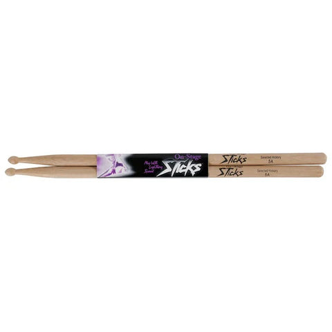 On-Stage HW5A 5A Wood Tip Drumsticks-Hickory-Music World Academy