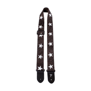 Perri's 6528 2" Deluxe Cotton Guitar Strap-Grey with Stars-Music World Academy