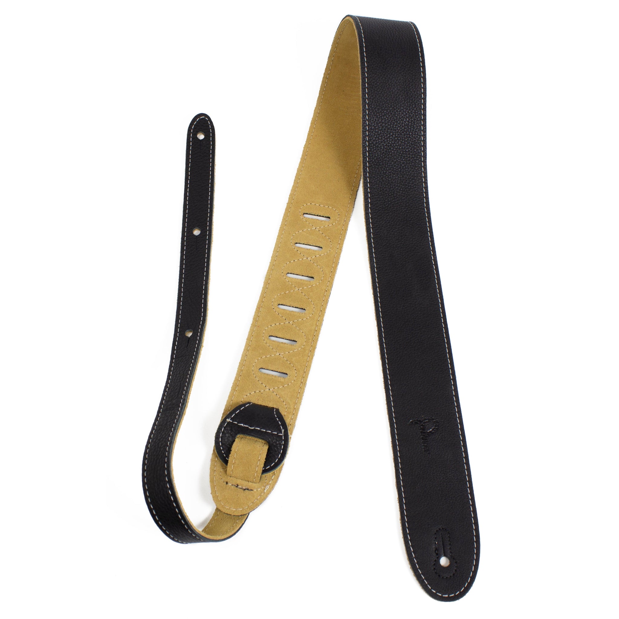 Perri's 6552 2" Soft Italian Leather Guitar Strap-Black-Music World Academy