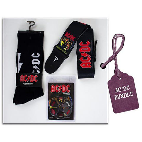 Perri's LB3P-AC01 AC-DC Bundle Pack with Strap, Socks & Picks-Music World Academy