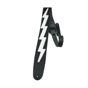 Perri's P25LB-218 2" Lightning Bolt Leather Guitar Strap-Black-Music World Academy