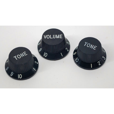 Profile P180 Strat Style Knobs 2-Tone, 1-Volume, Black-Music World Academy