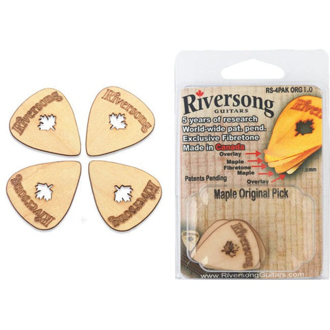 Riversong RS-4PAK ORG 1.0mm Wood Picks Original 5-Ply Maple 4-Pack-Music World Academy
