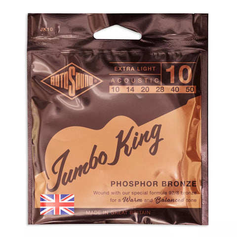 Rotosound JK10 Phosphor Bronze Jumbo King Acoustic Guitar Strings Extra Light 10-50-Music World Academy