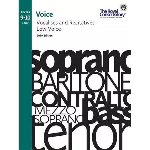 Royal Conservatory Voice Vocalises and Recitatives Low Voice Book Levels 9-10-Music World Academy