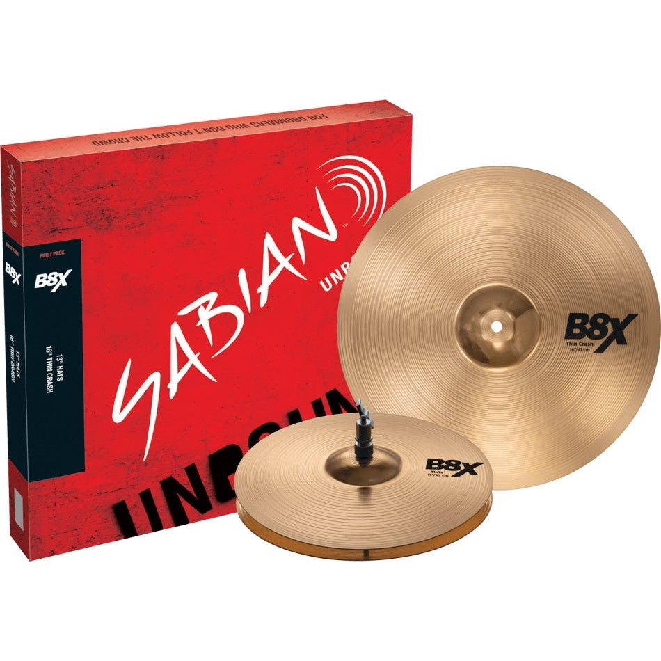 Sabian 45001X B8X First Pack Set 13" Hi Hats, 16" Thin Crash-Music World Academy