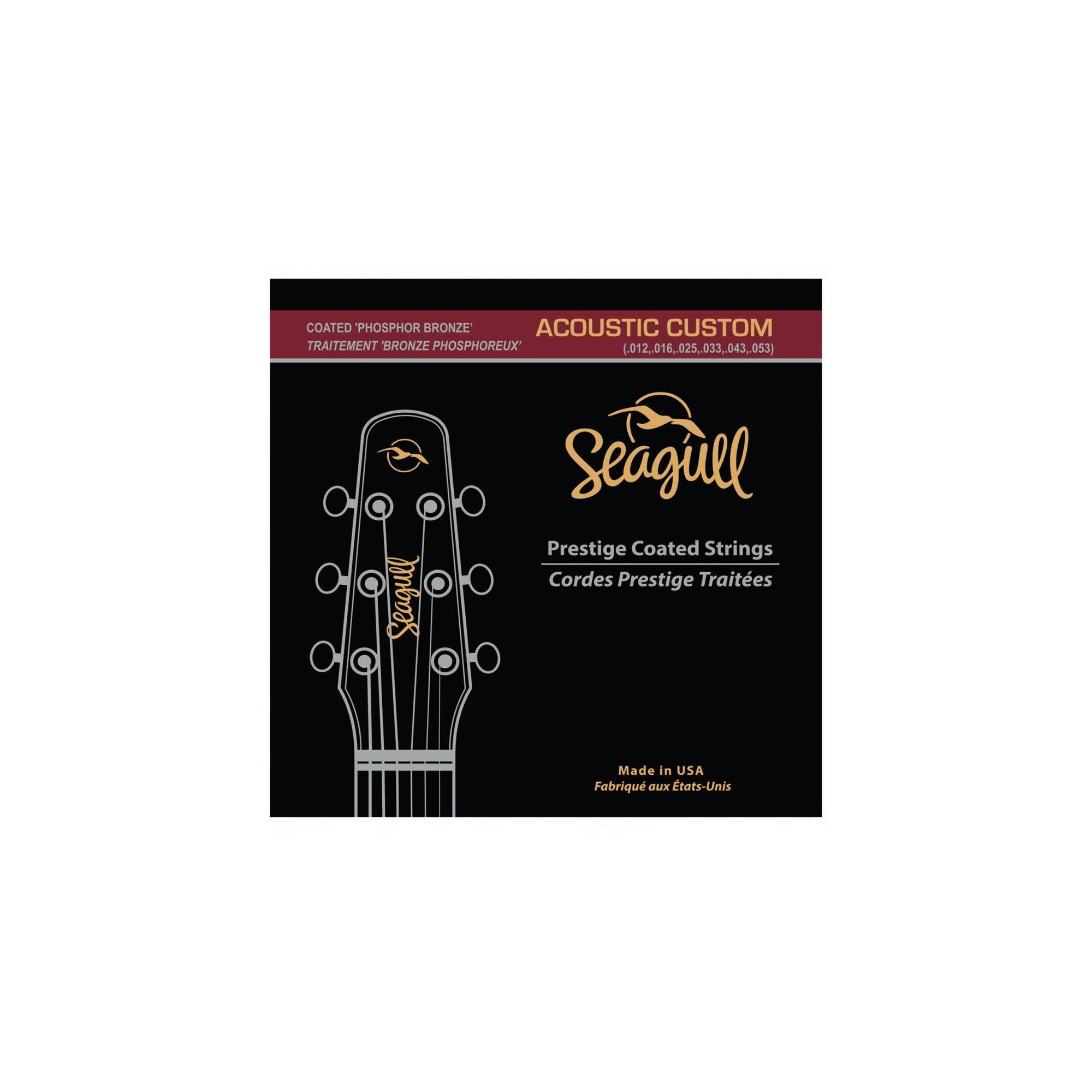 Seagull Prestige Coated Phosphor Bronze Acoustic Guitar Strings Custom 12-53-Music World Academy