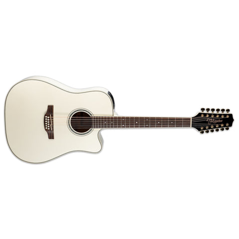 Takamine GD37CE-12-PW 12-String Dreadnought Acoustic/Electric Guitar with Gig Bag-Pearl White-Music World Academy