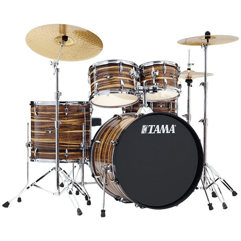 Tama IE50C-CTW Imperialstar 5-Piece Drum Kit with Cymbals, Hardware & Throne-Coffee Teak Wrap-Music World Academy