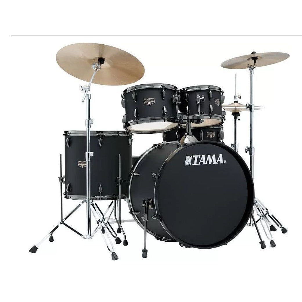 Tama IE52CBN-BOB Imperial Star Limited Edition 5-Piece Drumkit with Cymbals, Hardware & Throne-Blacked Out Black-Music World Academy