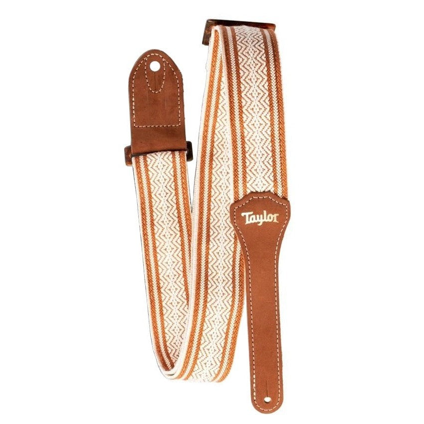 Taylor 4014-20 Academy 2" Jacquard Cotton Guitar Strap-White/Brown-Music World Academy