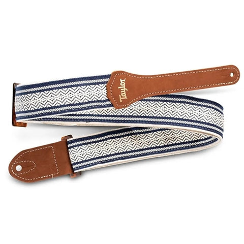 Taylor 4016-20 Academy 2" Jacquard Cotton Guitar Strap-White/Blue-Music World Academy