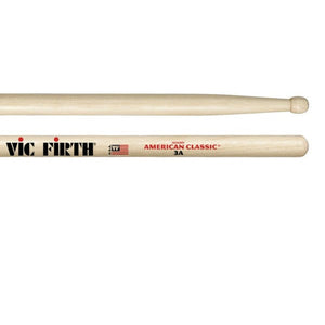 Vic Firth 3A American Classic Wood Tip Hickory Drumsticks-Music World Academy