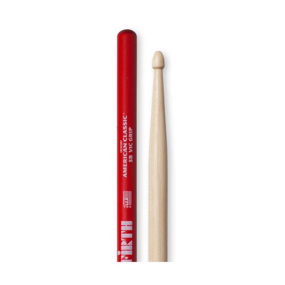 Vic Firth 5BVG Drumsticks American Classic 5B Wood Tip Vic Grip Hickory-Music World Academy