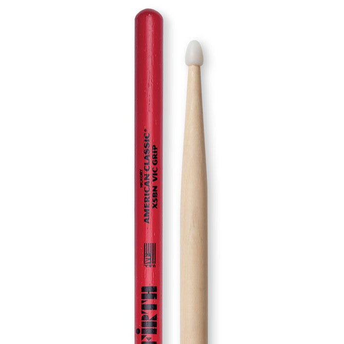 Vic Firth X5BNVG American Classic Extreme 5B Drumsticks with Red Vic Grip-Music World Academy