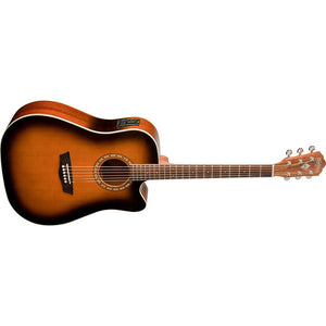 Washburn WD7SCEATB-W Dreadnought Acoustic/Electric Guitar-Harvest Tobacco Burst (Discontinued)-Music World Academy