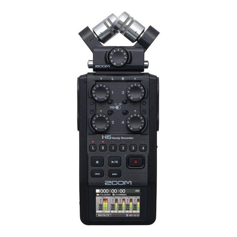 Zoom H6 Handy Recorder 6-Track Portable Recorder with Interchangeable Microphones-All Black (Discontinued)-Music World Academy