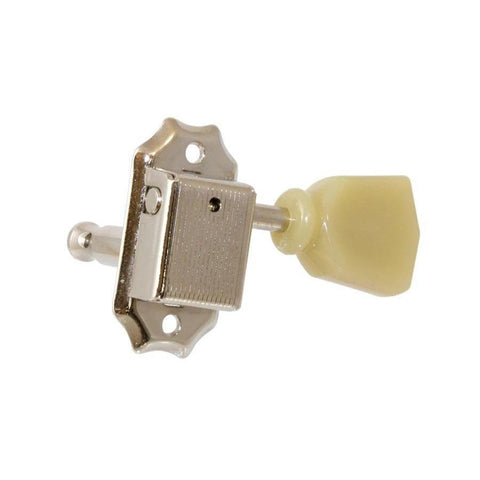 All Parts TK-0877-001 Economy Vintage Style Tuning Keys 3x3-Nickel with Plastic Keystone Button-Music World Academy