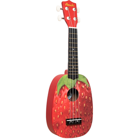 Amahi DDUK18 Soprano Ukulele with Gig Bag-Strawberry-Music World Academy