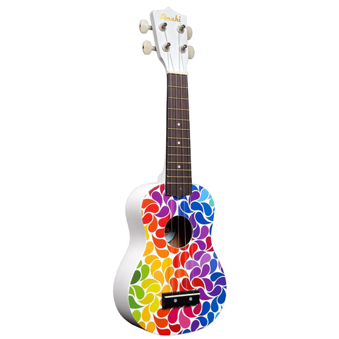 Amahi DDUK3 Soprano Ukulele with Gig Bag-Rainbow Flower-Music World Academy