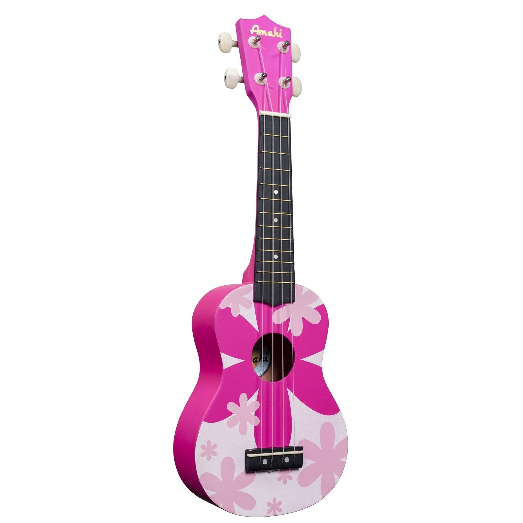 Amahi DDUK4 Soprano Ukulele with Gig Bag-Pink Flower-Music World Academy